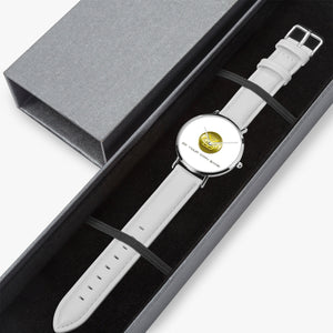 Ultra-Thin Leather Strap Quartz Watch (Silver)
