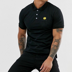 Customizable Men's Black Classic Polo Shirt Offset Heat Transfer Print